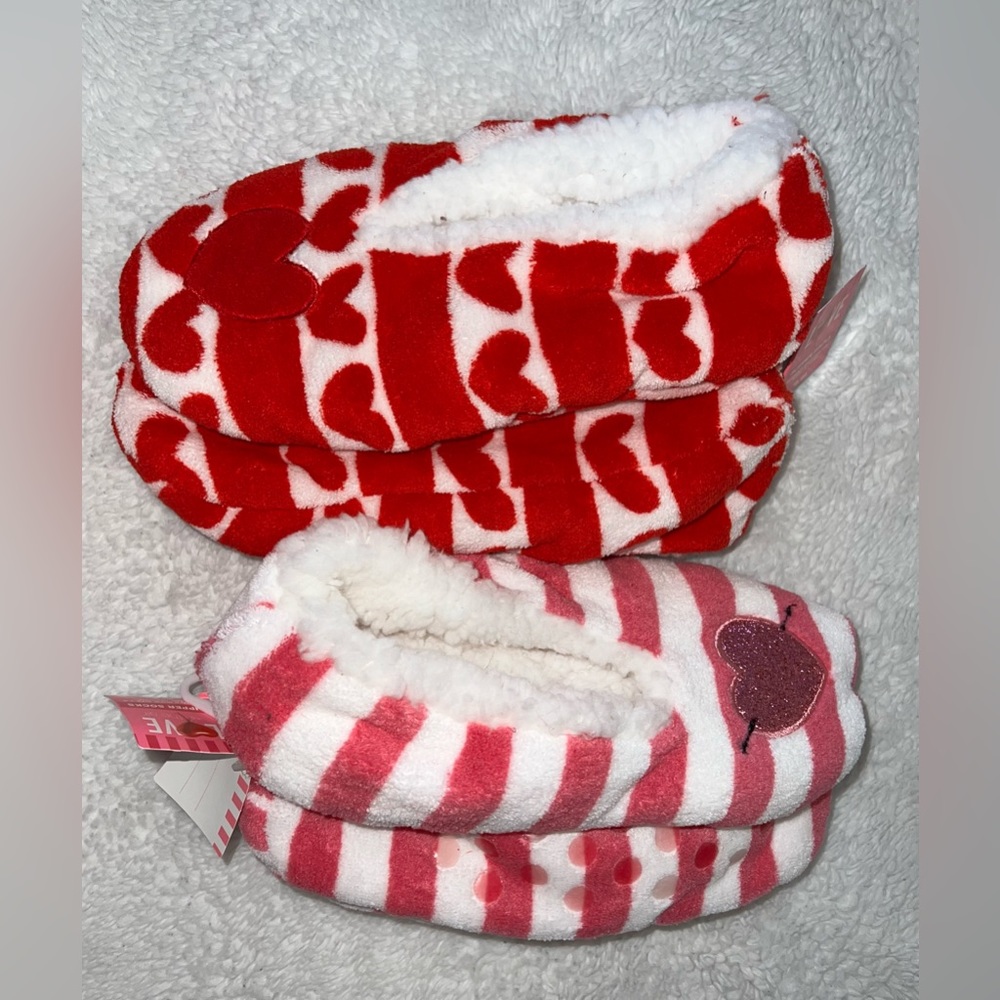 Valentine Slipper Sock and Pompom Keychain Bundle